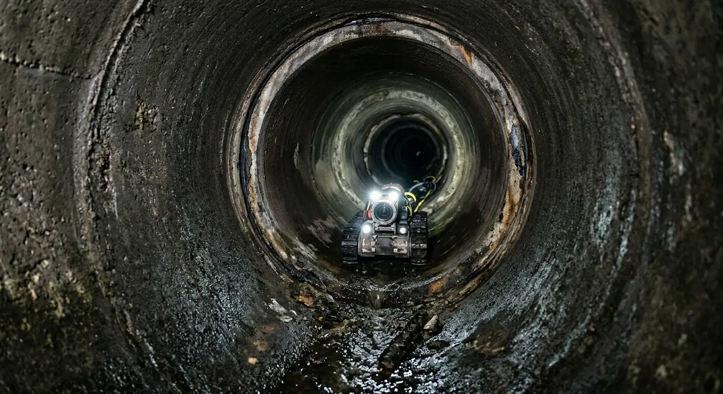 Robotic sewer camera inspecting pipe interior for Sewer Line Cleaning in Apache Junction